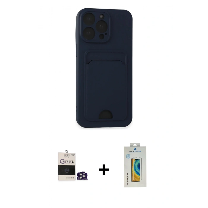 MARSİLYAN™- iPhone 14 Pro Max Kılıf Vadi Çizgi Prime - Siyah Polymer Nano Ekran Koruyucu + Bilvis Titan Kamera Lens - GS