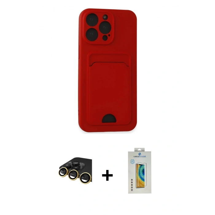 MARSİLYAN™- iPhone 14 Pro Max Kılıf Vadi Çizgi Prime - Siyah Polymer Nano Ekran Koruyucu + Raze Metal Kamera Lens - GD