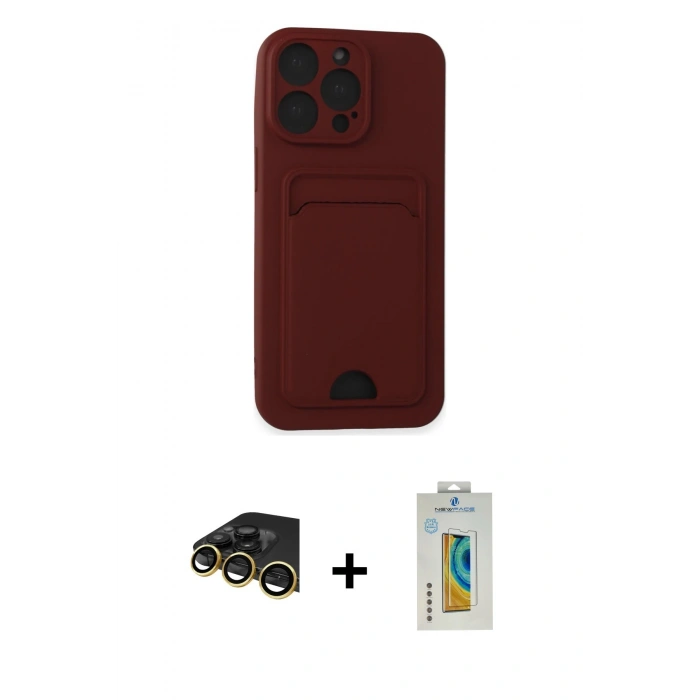 MARSİLYAN™- iPhone 14 Pro Max Kılıf Vadi Çizgi Prime - Siyah Polymer Nano Ekran Koruyucu + Raze Metal Kamera Lens - GD