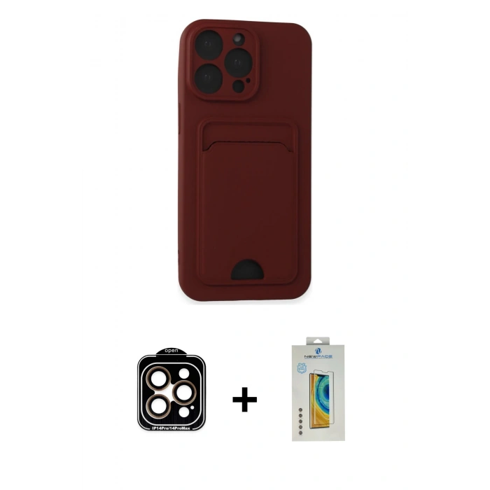 MARSİLYAN™- iPhone 14 Pro Max Kılıf Vadi Çizgi Prime - Siyah Polymer Nano Ekran Koruyucu + PVD Metal Kamera Lens - TU