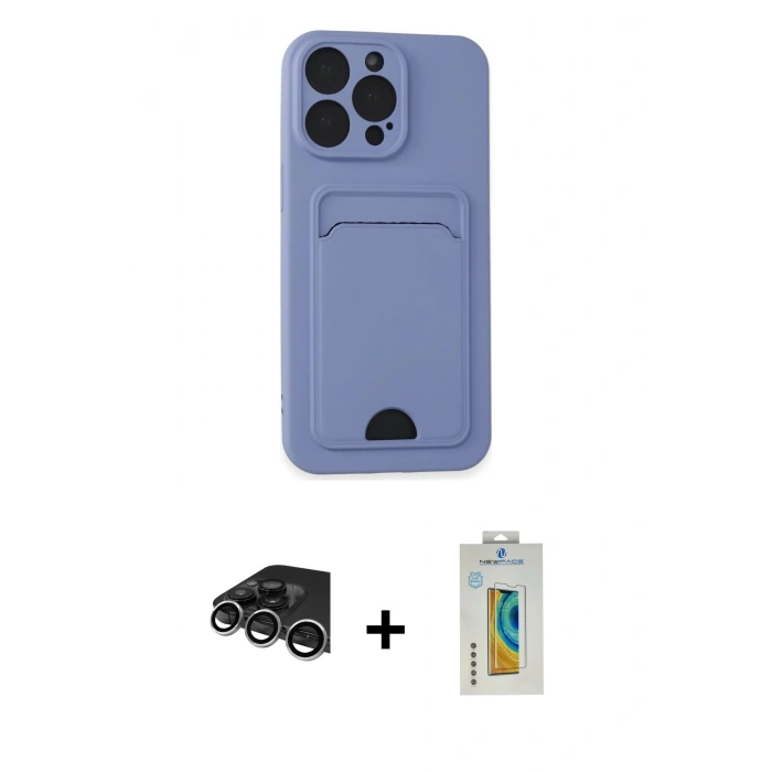 MARSİLYAN™- iPhone 14 Pro Max Kılıf Vadi Çizgi Prime - Siyah Polymer Nano Ekran Koruyucu + Raze Metal Kamera Lens - GS