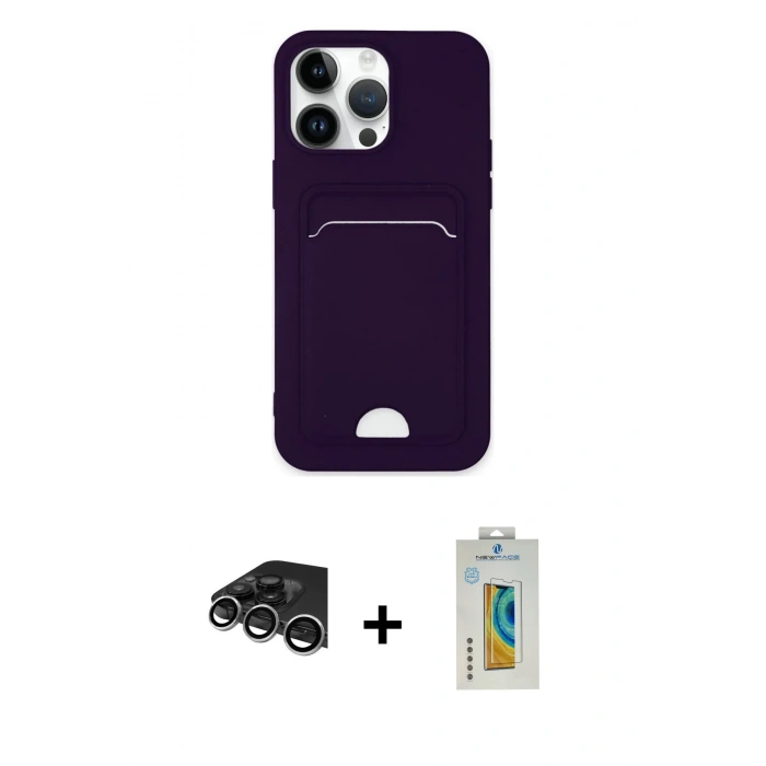 MARSİLYAN™- iPhone 14 Pro Max Kılıf Vadi Çizgi Prime - Siyah Polymer Nano Ekran Koruyucu + Raze Metal Kamera Lens - GS