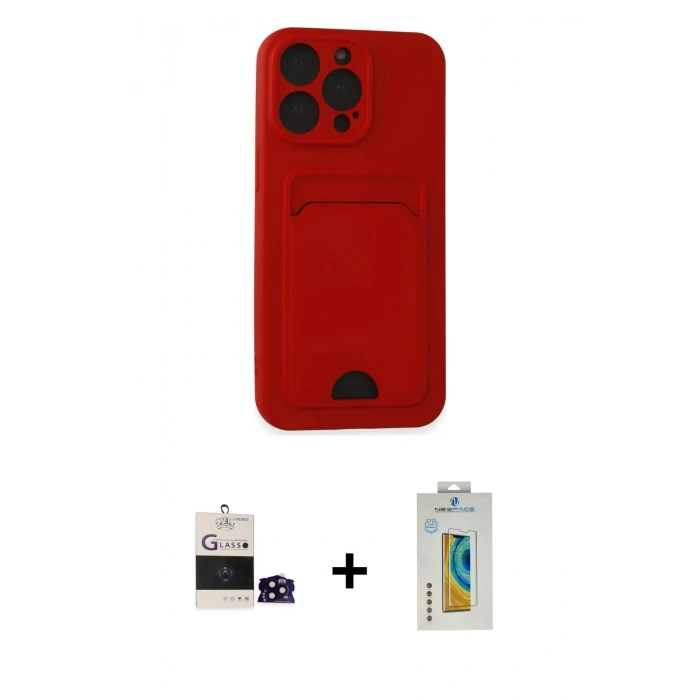 MARSİLYAN™- iPhone 14 Pro Max Kılıf Vadi Çizgi Prime - Siyah Polymer Nano Ekran Koruyucu + Siyah Bilvis Titan Kamera Lens