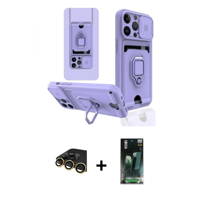 MARSİLYAN™- iPhone 14 Pro Max Kılıf Vadi Form Prime - Şeffaf 360 Full Body Arka Koruyucu + Raze Metal Kamera Lens - GD
