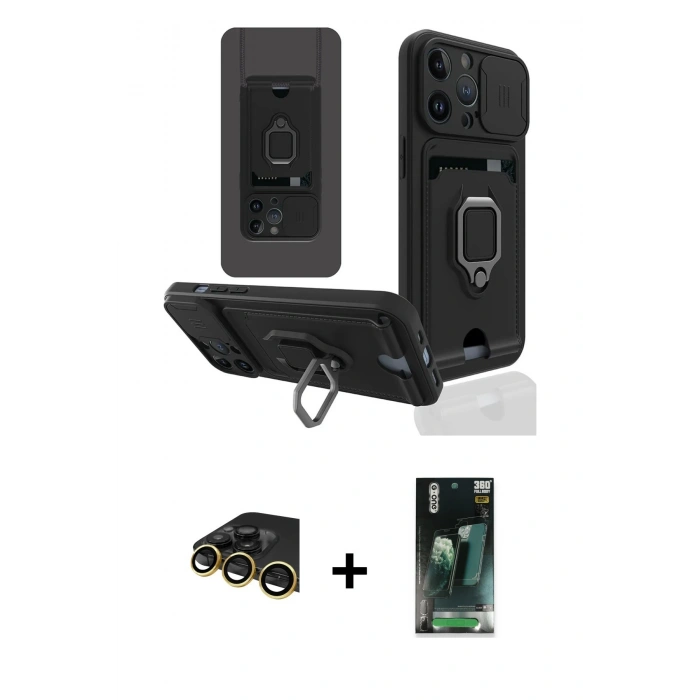 MARSİLYAN™- iPhone 14 Pro Max Kılıf Vadi Form Prime - Şeffaf 360 Full Body Arka Koruyucu + Raze Metal Kamera Lens - GD