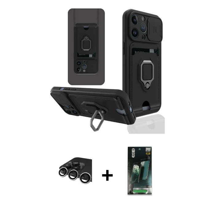 MARSİLYAN™- iPhone 14 Pro Max Kılıf Vadi Form Prime - Şeffaf 360 Full Body Arka Koruyucu + Gümüş Raze Metal Kamera Lens