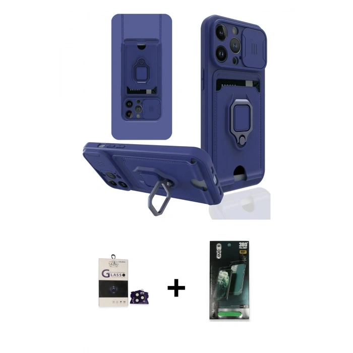 MARSİLYAN™- iPhone 14 Pro Max Kılıf Vadi Form Prime - Şeffaf 360 Full Body Arka Koruyucu + Siyah Bilvis Titan Kamera Lens