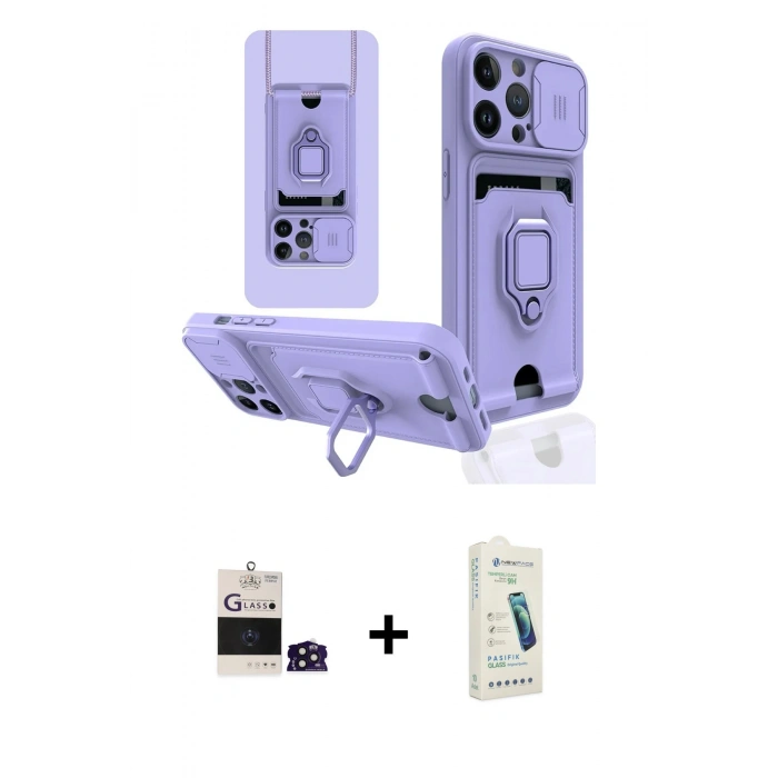 MARSİLYAN™- iPhone 14 Pro Max Kılıf Vadi Form Prime - Şeffaf Pasifik Cam Ekran Koruyucu + Bilvis Titan Kamera Lens - DNMR