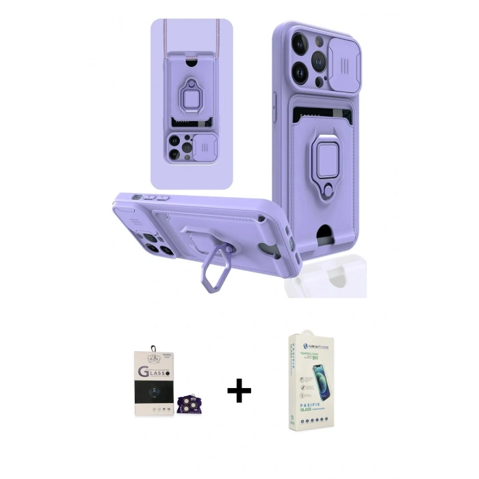 MARSİLYAN™- iPhone 14 Pro Max Kılıf Vadi Form Prime - Şeffaf Pasifik Cam Ekran Koruyucu + Bilvis Titan Kamera Lens - GD