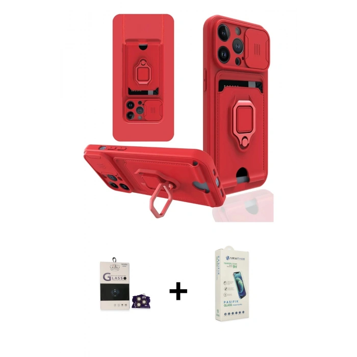 MARSİLYAN™- iPhone 14 Pro Max Kılıf Vadi Form Prime - Şeffaf Pasifik Cam Ekran Koruyucu + Bilvis Titan Kamera Lens - GD