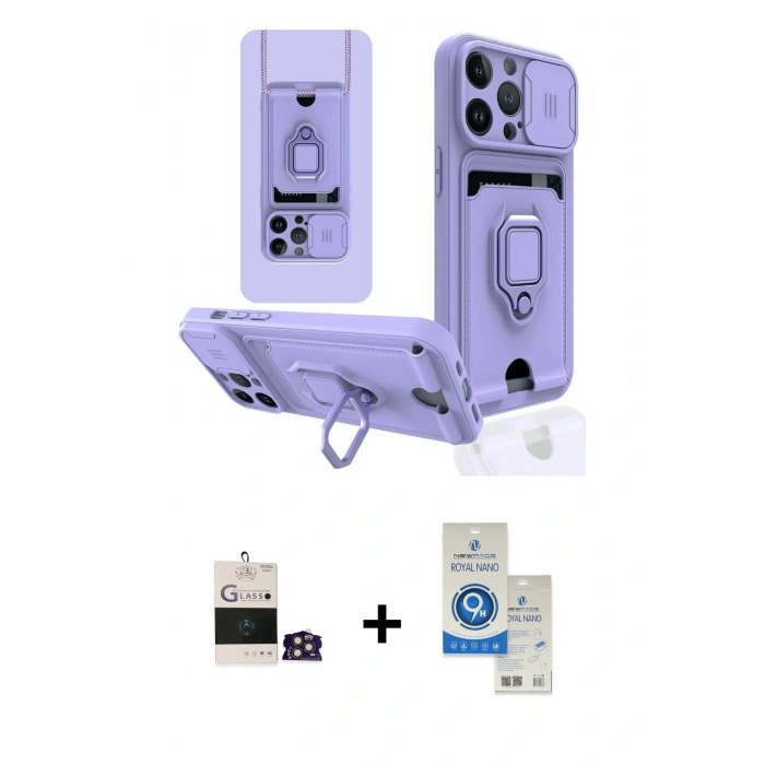 MARSİLYAN™- iPhone 14 Pro Max Kılıf Vadi Form Prime - Şeffaf Royal Nano Ekran Koruyucu + Bilvis Titan Kamera Lens - GD