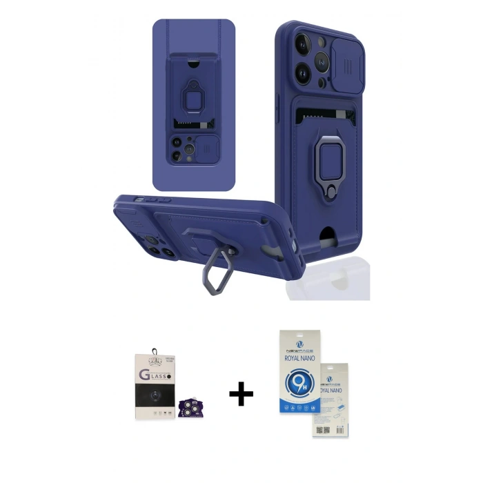 MARSİLYAN™- iPhone 14 Pro Max Kılıf Vadi Form Prime - Şeffaf Royal Nano Ekran Koruyucu + Bilvis Titan Kamera Lens - GS