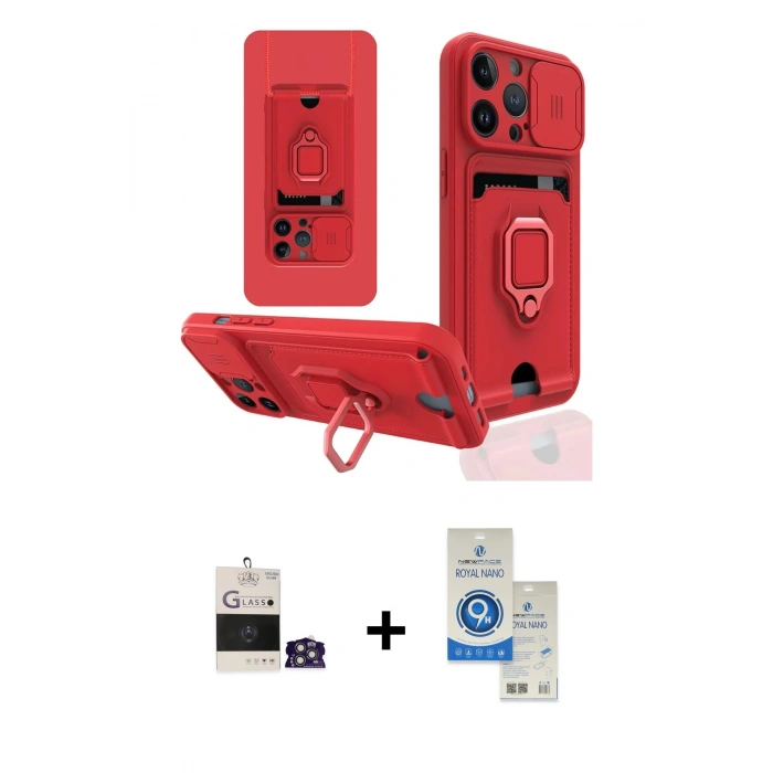 MARSİLYAN™- iPhone 14 Pro Max Kılıf Vadi Form Prime - Şeffaf Royal Nano Ekran Koruyucu + Bilvis Titan Kamera Lens - GS