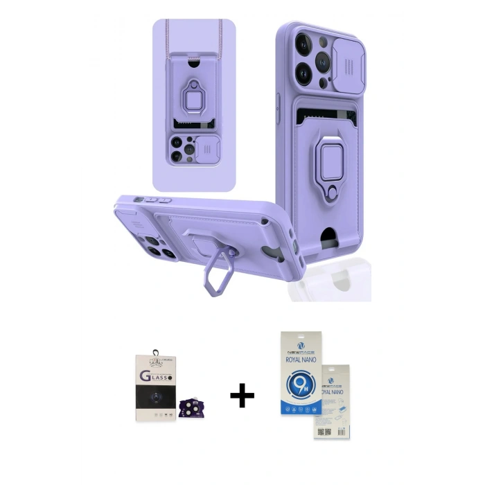 MARSİLYAN™- iPhone 14 Pro Max Kılıf Vadi Form Prime - Şeffaf Royal Nano Ekran Koruyucu + Bilvis Titan Kamera Lens - SH