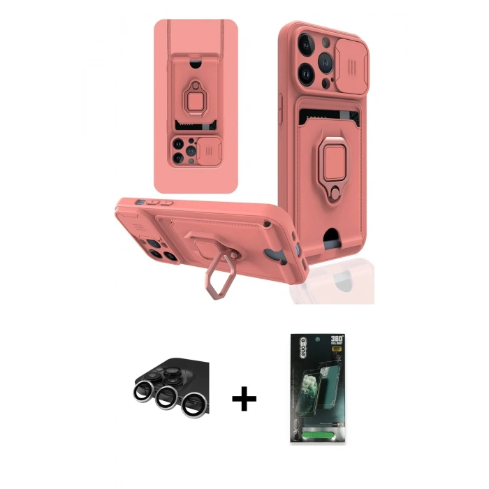 MARSİLYAN™- iPhone 14 Pro Max Kılıf Vadi Form Prime - Siyah 360 Mat Full Body Arka Koruyucu + Raze Metal Kamera Lens - GS