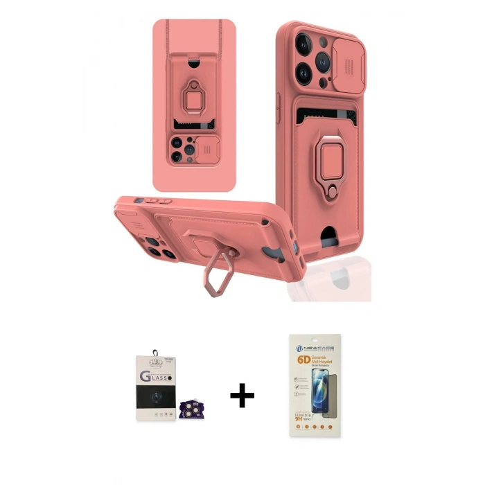 MARSİLYAN™- iPhone 14 Pro Max Kılıf Vadi Form Prime - Siyah 6D Mat Seramik Hayalet Nano Ekran Koruyucu + Bilvis Titan Kamera Lens - GD