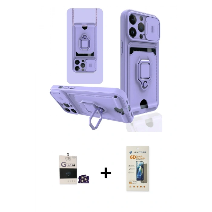 MARSİLYAN™- iPhone 14 Pro Max Kılıf Vadi Form Prime - Siyah 6D Mat Seramik Hayalet Nano Ekran Koruyucu + Bilvis Titan Kamera Lens - GD