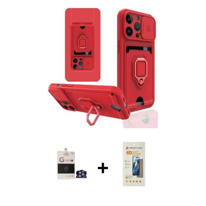 MARSİLYAN™- iPhone 14 Pro Max Kılıf Vadi Form Prime - Siyah 6D Mat Seramik Hayalet Nano Ekran Koruyucu + Bilvis Titan Kamera Lens - GS