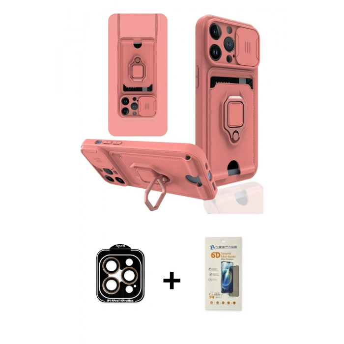 MARSİLYAN™- iPhone 14 Pro Max Kılıf Vadi Form Prime - Siyah 6D Mat Seramik Hayalet Nano Ekran Koruyucu + PVD Metal Kamera Lens - TU