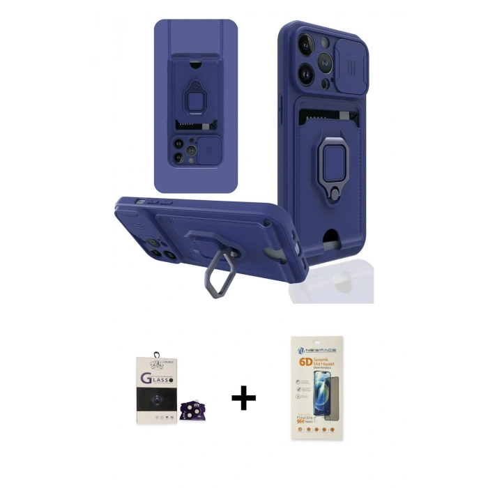 MARSİLYAN™- iPhone 14 Pro Max Kılıf Vadi Form Prime - Siyah 6D Mat Seramik Hayalet Nano Ekran Koruyucu + Bilvis Titan Kamera Lens - SH