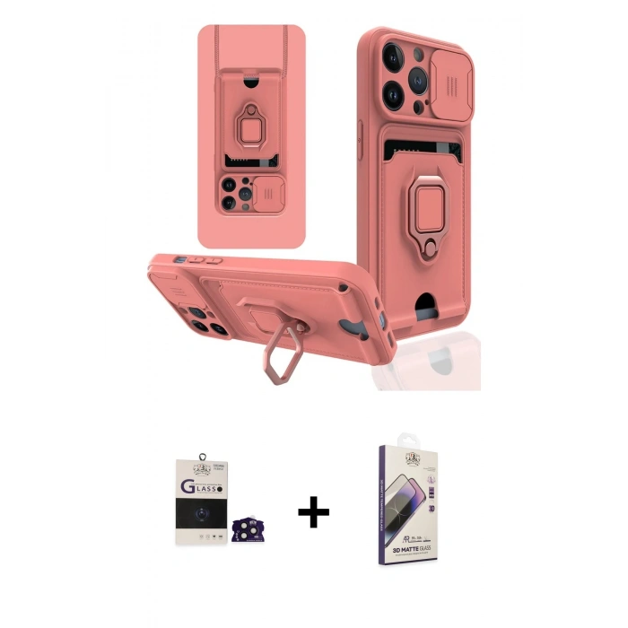 MARSİLYAN™- iPhone 14 Pro Max Kılıf Vadi Form Prime - Siyah Bilvis 3D Mat Cam Ekran Koruyucu + Bilvis Titan Kamera Lens - DNMR