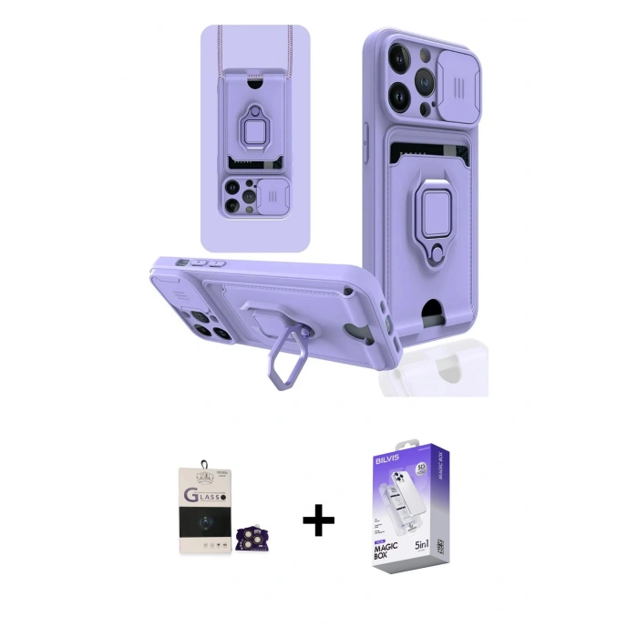 MARSİLYAN™- iPhone 14 Pro Max Kılıf Vadi Form Prime - Siyah Bilvis 5in1 3D Magic Cam Ekran Koruyucu + Bilvis Titan Kamera Lens - GD