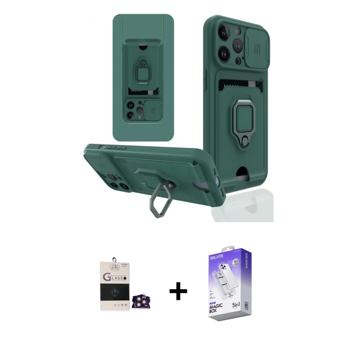 MARSİLYAN™- iPhone 14 Pro Max Kılıf Vadi Form Prime - Siyah Bilvis 5in1 3D Magic Cam Ekran Koruyucu + Bilvis Titan Kamera Lens - GD