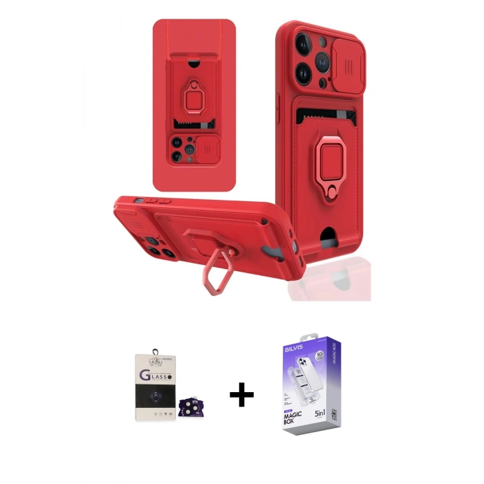 MARSİLYAN™- iPhone 14 Pro Max Kılıf Vadi Form Prime - Siyah Bilvis 5in1 3D Magic Cam Ekran Koruyucu + Siyah Bilvis Titan Kamera Lens