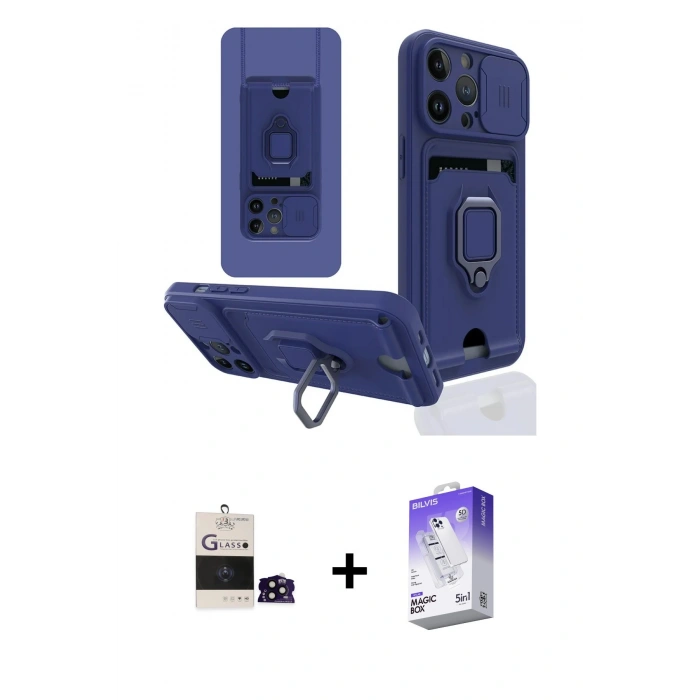MARSİLYAN™- iPhone 14 Pro Max Kılıf Vadi Form Prime - Siyah Bilvis 5in1 3D Magic Cam Ekran Koruyucu + Siyah Bilvis Titan Kamera Lens