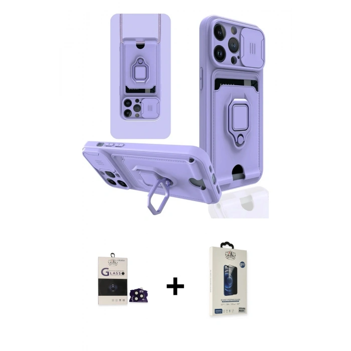 MARSİLYAN™- iPhone 14 Pro Max Kılıf Vadi Form Prime - Siyah Bilvis Hayalet Cam Ekran Koruyucu + Bilvis Titan Kamera Lens - SH