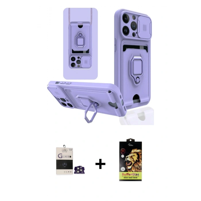 MARSİLYAN™- iPhone 14 Pro Max Kılıf Vadi Form Prime - Siyah Buffer Cam Ekran Koruyucu + Bilvis Titan Kamera Lens - GS