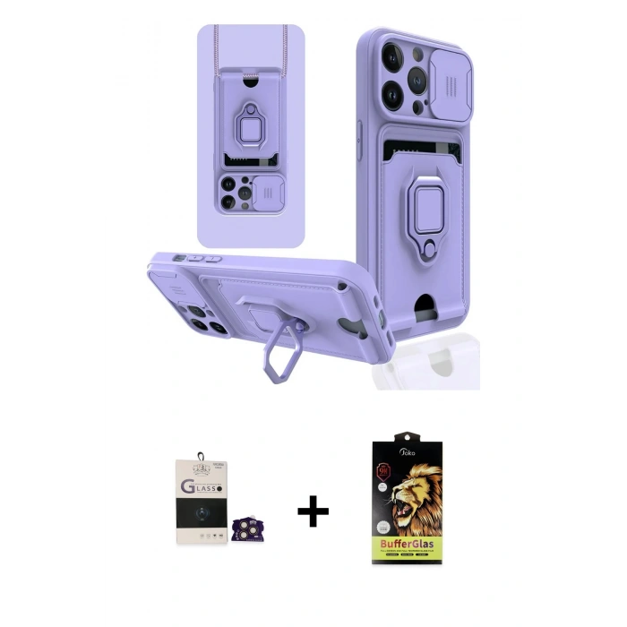 MARSİLYAN™- iPhone 14 Pro Max Kılıf Vadi Form Prime - Siyah Buffer Cam Ekran Koruyucu + Bilvis Titan Kamera Lens - GD