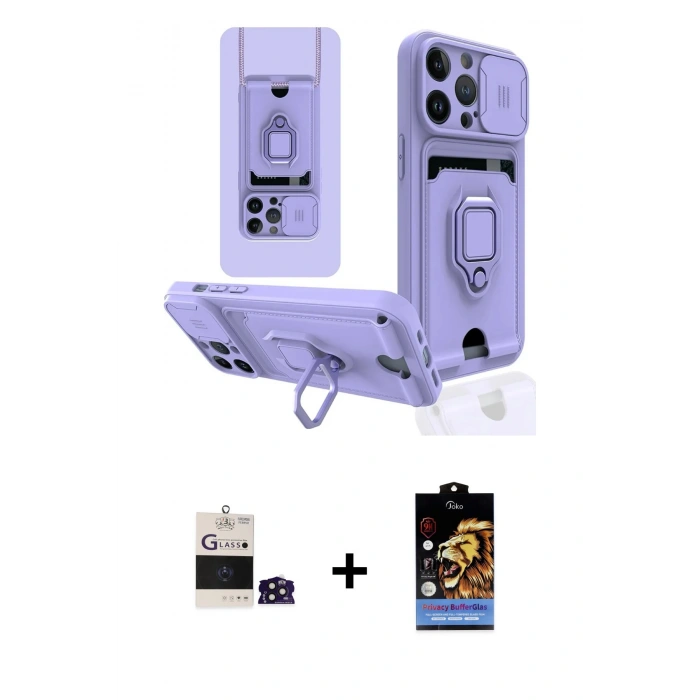 MARSİLYAN™- iPhone 14 Pro Max Kılıf Vadi Form Prime - Siyah Buffer Hayalet Cam Ekran Koruyucu + Bilvis Titan Kamera Lens - DNMR