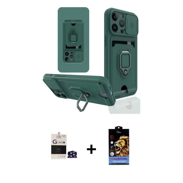 MARSİLYAN™- iPhone 14 Pro Max Kılıf Vadi Form Prime - Siyah Buffer Hayalet Cam Ekran Koruyucu + Bilvis Titan Kamera Lens - DNMR