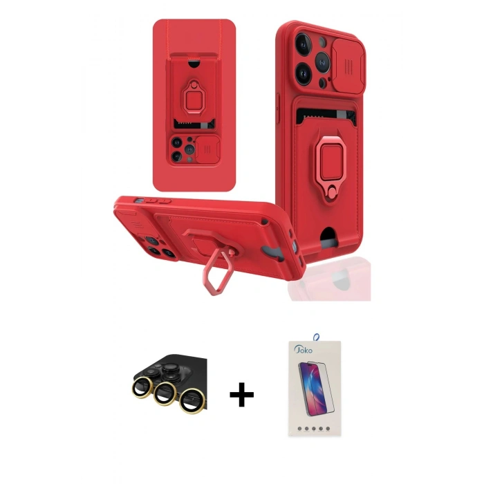 MARSİLYAN™- iPhone 14 Pro Max Kılıf Vadi Form Prime - Siyah Joko 5D Cam + Raze Metal Kamera Lens - GD