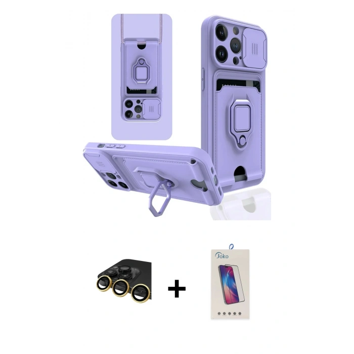MARSİLYAN™- iPhone 14 Pro Max Kılıf Vadi Form Prime - Siyah Joko 5D Cam + Raze Metal Kamera Lens - GD