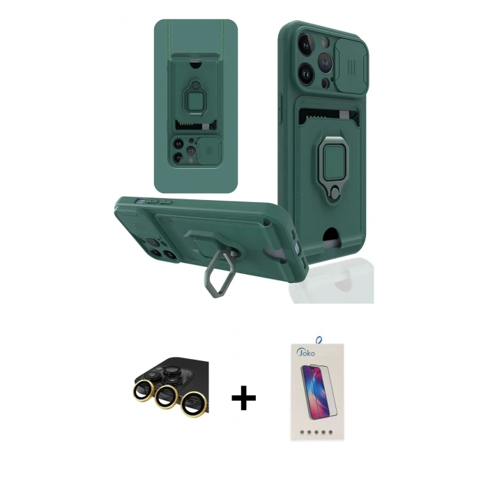 MARSİLYAN™- iPhone 14 Pro Max Kılıf Vadi Form Prime - Siyah Joko 5D Cam + Raze Metal Kamera Lens - GD