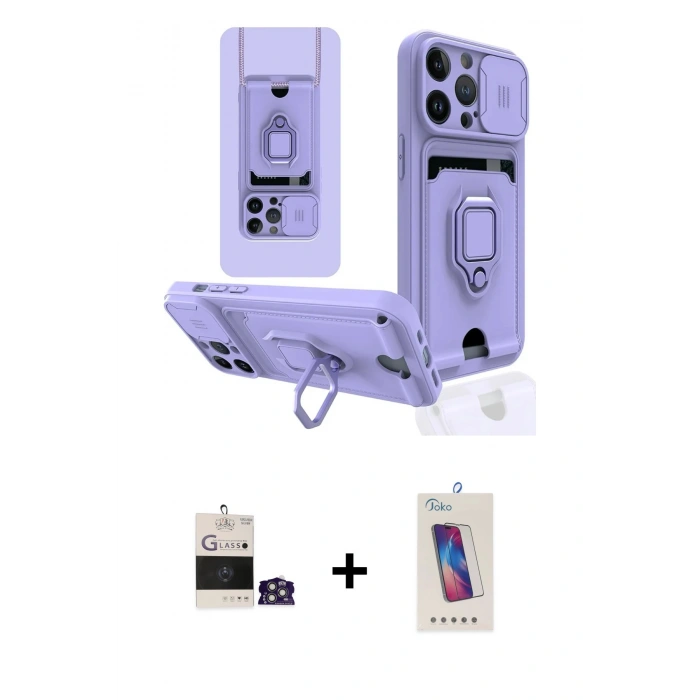 MARSİLYAN™- iPhone 14 Pro Max Kılıf Vadi Form Prime - Siyah Joko 5D Cam + Gümüş Bilvis Titan Kamera Lens