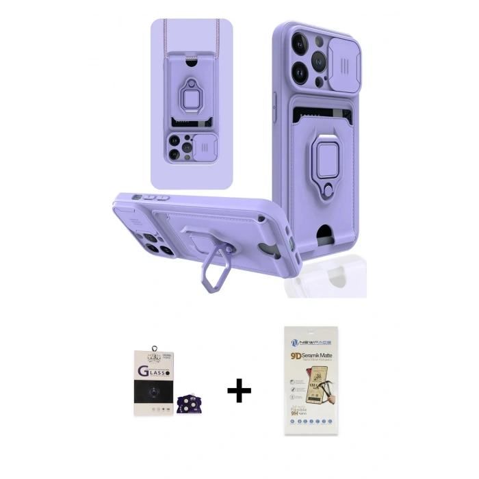 MARSİLYAN™- iPhone 14 Pro Max Kılıf Vadi Form Prime - Siyah Mat Seramik Nano Ekran Koruyucu + Bilvis Titan Kamera Lens - DNMR