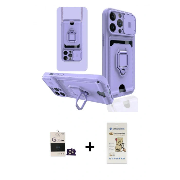 MARSİLYAN™- iPhone 14 Pro Max Kılıf Vadi Form Prime - Siyah Mat Seramik Nano Ekran Koruyucu + Bilvis Titan Kamera Lens - GD