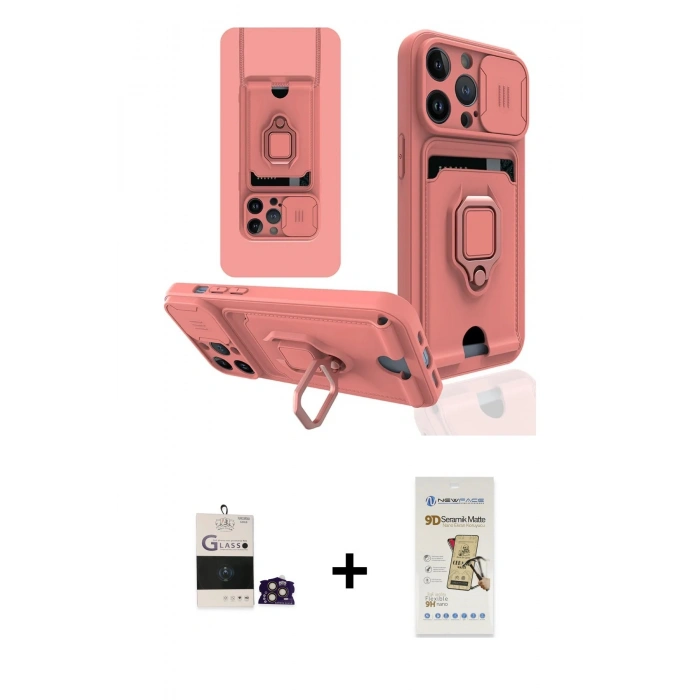 MARSİLYAN™- iPhone 14 Pro Max Kılıf Vadi Form Prime - Siyah Mat Seramik Nano Ekran Koruyucu + Bilvis Titan Kamera Lens - GD