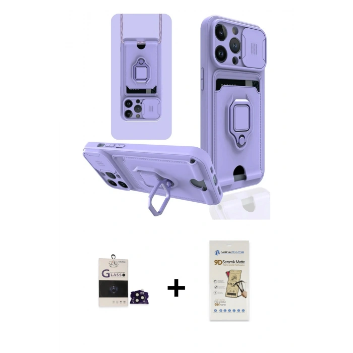 MARSİLYAN™- iPhone 14 Pro Max Kılıf Vadi Form Prime - Siyah Mat Seramik Nano Ekran Koruyucu + Bilvis Titan Kamera Lens - SH