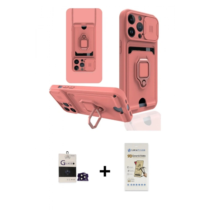 MARSİLYAN™- iPhone 14 Pro Max Kılıf Vadi Form Prime - Siyah Mat Seramik Nano Ekran Koruyucu + Bilvis Titan Kamera Lens - SH
