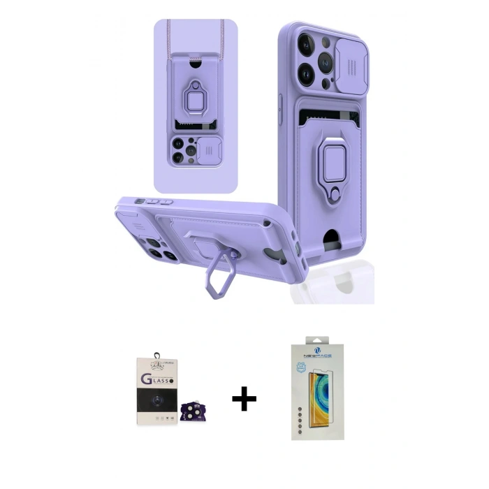 MARSİLYAN™- iPhone 14 Pro Max Kılıf Vadi Form Prime - Siyah Polymer Nano Ekran Koruyucu + Bilvis Titan Kamera Lens - SH