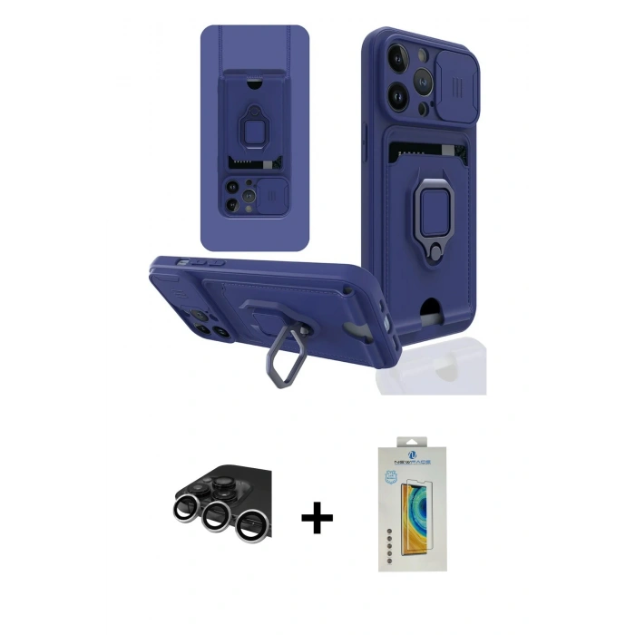 MARSİLYAN™- iPhone 14 Pro Max Kılıf Vadi Form Prime - Siyah Polymer Nano Ekran Koruyucu + Raze Metal Kamera Lens - GS
