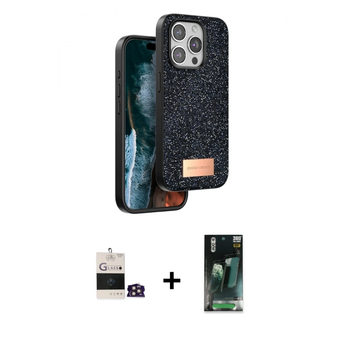 MARSİLYAN™- iPhone 14 Pro Max Kılıf Vadi Klasik Serisi - Şeffaf 360 Full Body Arka Koruyucu + Bilvis Titan Kamera Lens - GD