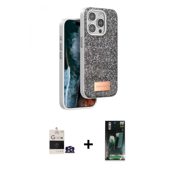 MARSİLYAN™- iPhone 14 Pro Max Kılıf Vadi Klasik Serisi - Şeffaf 360 Full Body Arka Koruyucu + Bilvis Titan Kamera Lens - GS