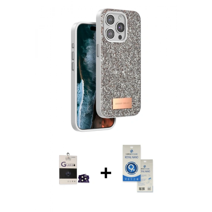 MARSİLYAN™- iPhone 14 Pro Max Kılıf Vadi Klasik Serisi - Şeffaf Royal Nano Ekran Koruyucu + Bilvis Titan Kamera Lens - SH