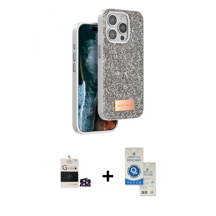 MARSİLYAN™- iPhone 14 Pro Max Kılıf Vadi Klasik Serisi - Şeffaf Royal Nano Ekran Koruyucu + Bilvis Titan Kamera Lens - GD
