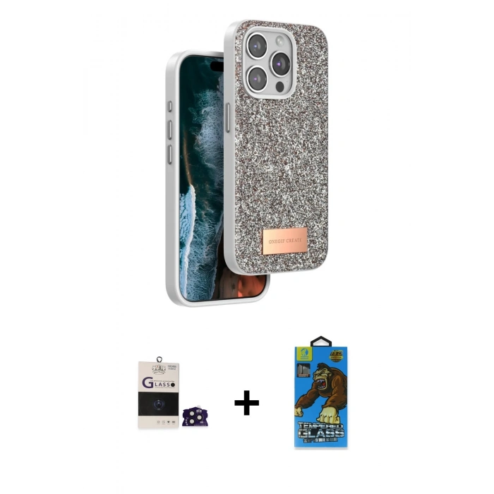 MARSİLYAN™- iPhone 14 Pro Max Kılıf Vadi Klasik Serisi - Siyah 18D Cam Ekran Koruyucu + Bilvis Titan Kamera Lens - DNMR